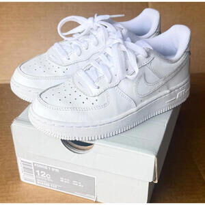 Nike Air Force 1 (PS) White Leather Low Top Sneakers Toddler Size 12C New